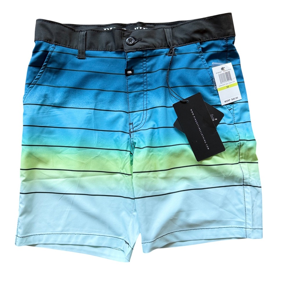 Ring of Fire Hybrid Shorts Mens 30 Imperial Blue New Gradient Stripe RYB0997